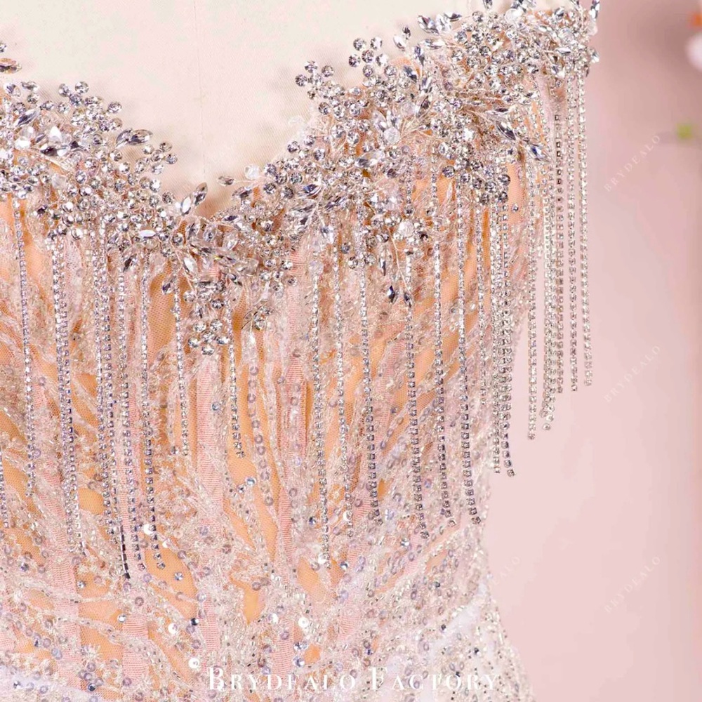 Elegant Silver Beaded Gown
